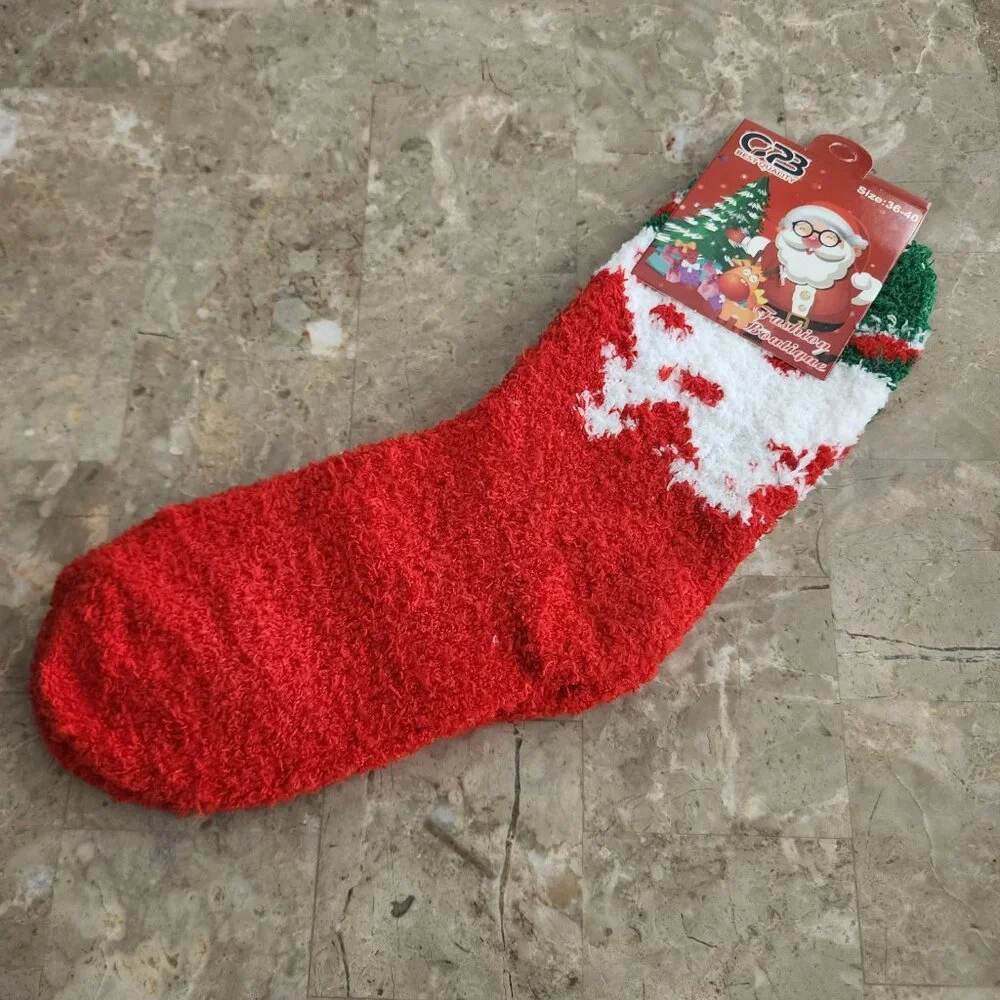 Women's Colorful Christmas Fluffy Socks (2pk)